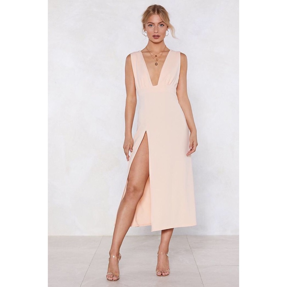 Nastygal blush pink slit dress